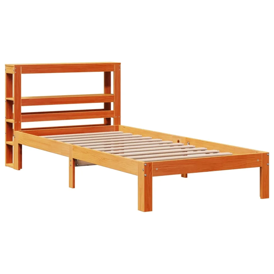 Cadre de lit sans matelas cire marron 100x200cm bois pin massif - 3