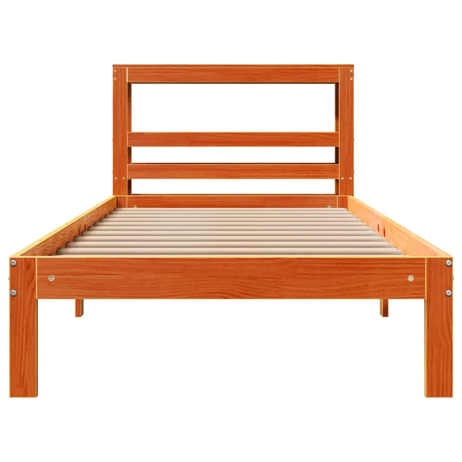 Cadre de lit sans matelas cire marron 100x200cm bois pin massif - 4