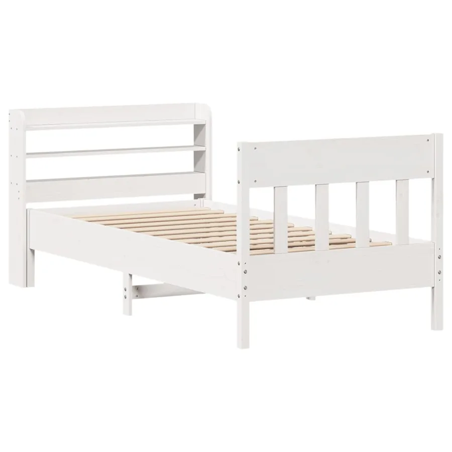 Cadre de lit sans matelas blanc 90x190 cm bois de pin massif - 3