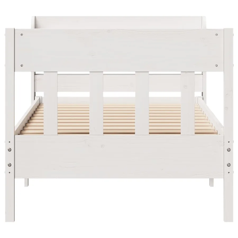 Cadre de lit sans matelas blanc 90x190 cm bois de pin massif - 4