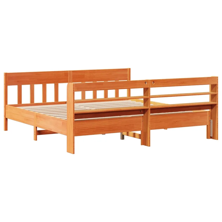 Cadre de lit sans matelas cire marron 180x200cm bois pin massif - 6
