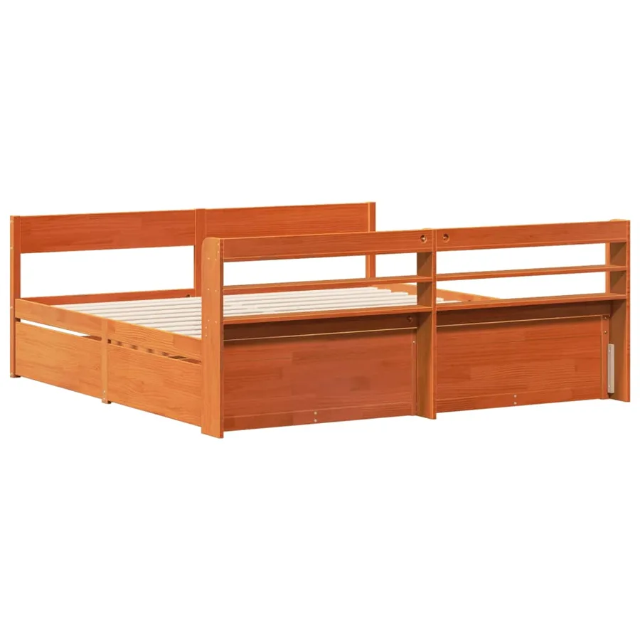 Cadre de lit sans matelas cire marron 180x200cm bois pin massif - 8