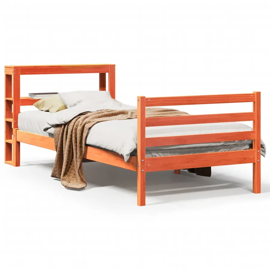 Cadre de lit sans matelas cire marron 75x190 cm bois pin massif - 2