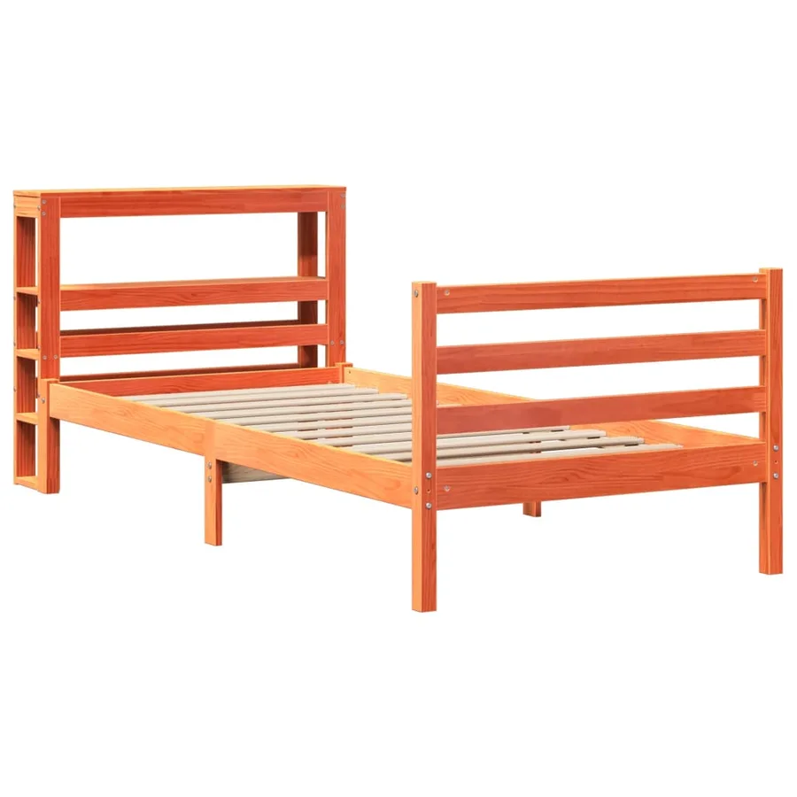 Cadre de lit sans matelas cire marron 75x190 cm bois pin massif - 3