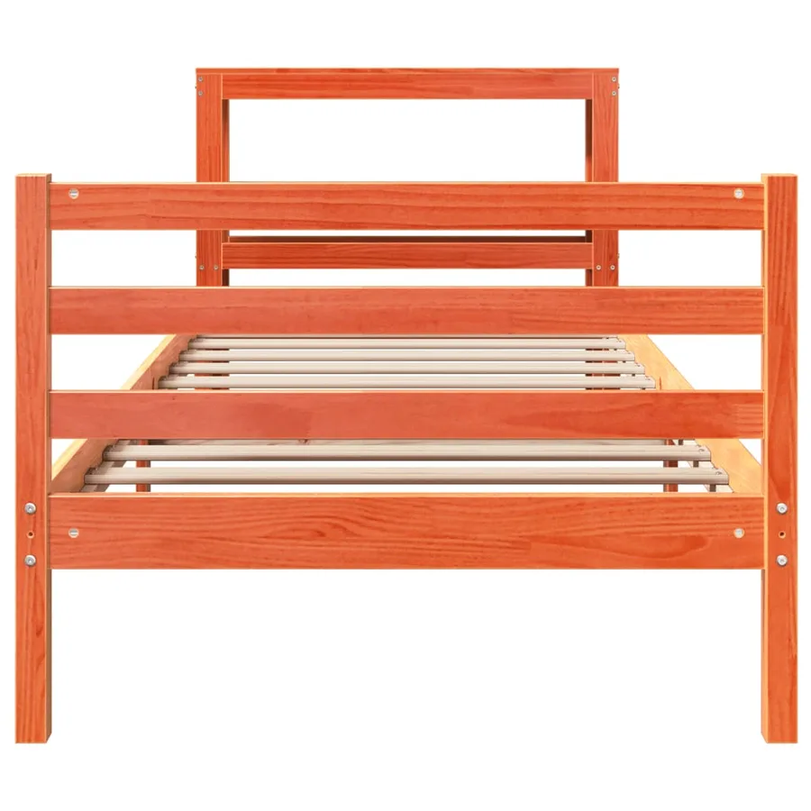 Cadre de lit sans matelas cire marron 75x190 cm bois pin massif - 4