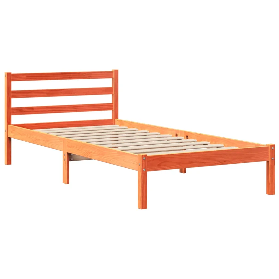 Cadre de lit sans matelas cire marron 75x190 cm bois pin massif - 5