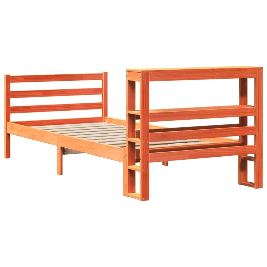Cadre de lit sans matelas cire marron 75x190 cm bois pin massif - 8