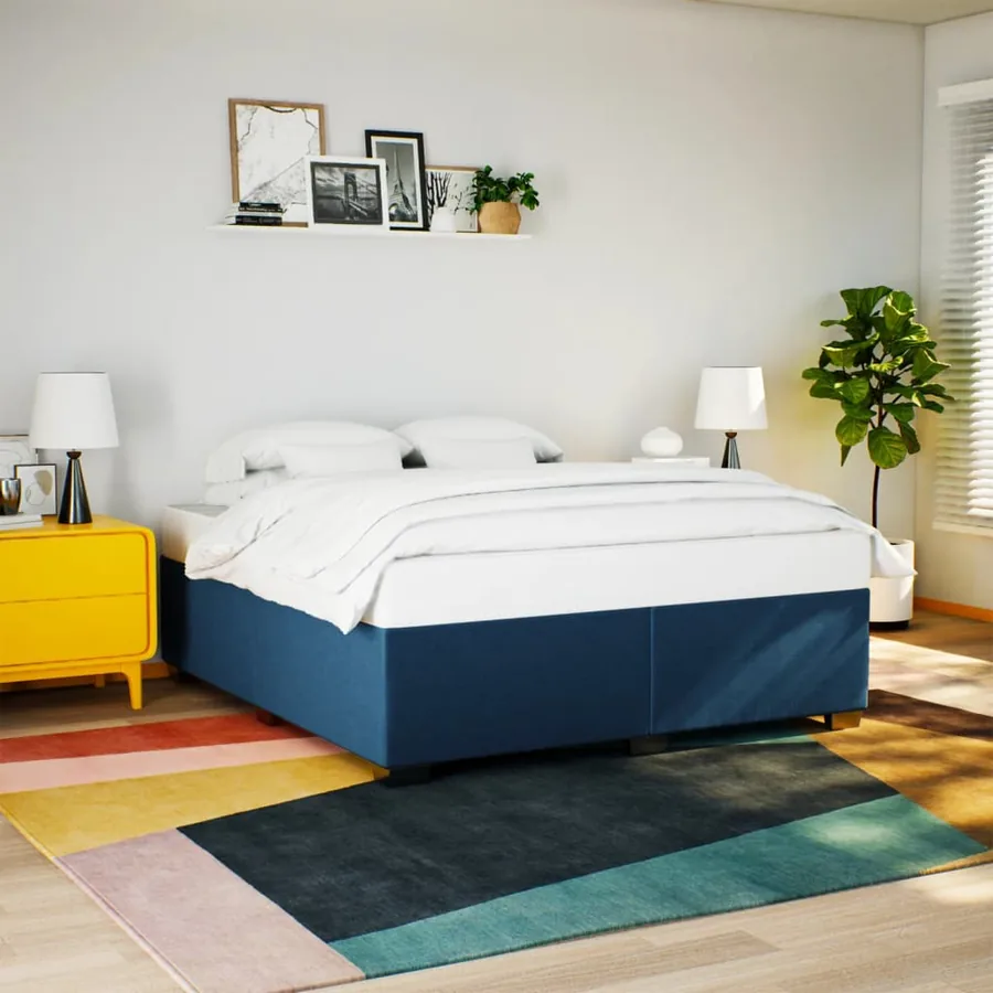 Cadre de lit sans matelas bleu 180x200 cm tissu