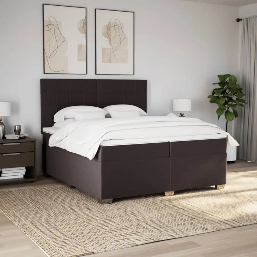 Sommier à lattes de lit avec matelas Marron foncé 200x200 cm - 4