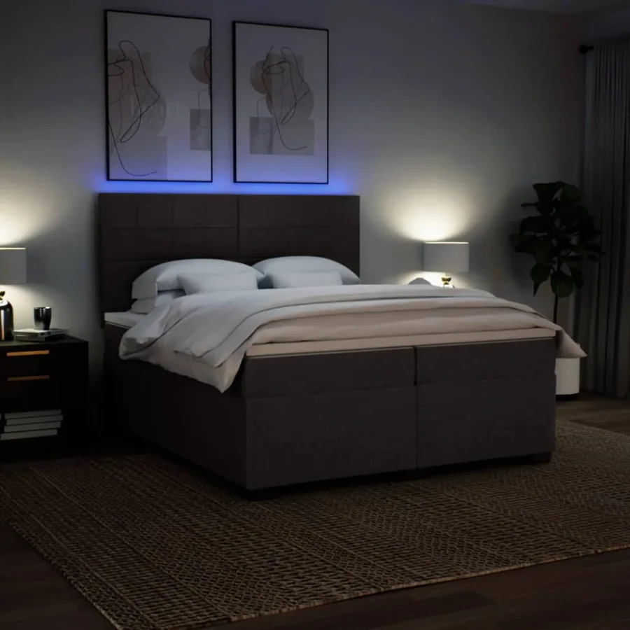 Sommier à lattes de lit avec matelas Marron foncé 200x200 cm - 5