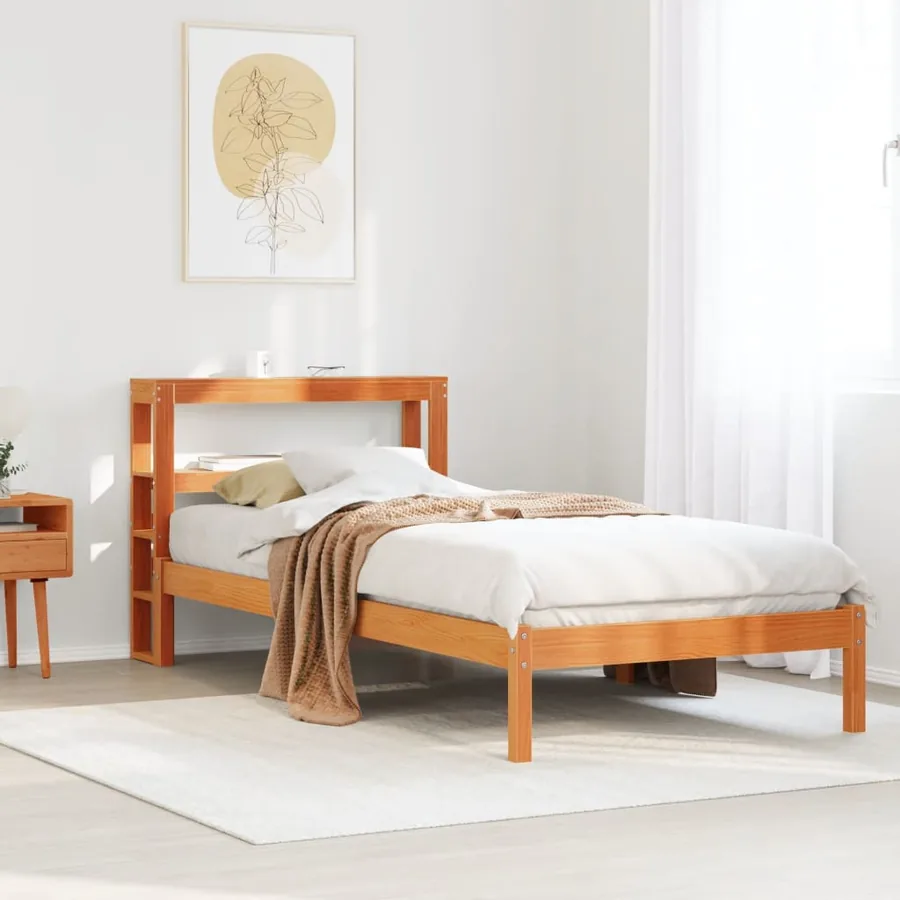 Cadre de lit avec tête de lit sans matelas cire marron 75x190cm