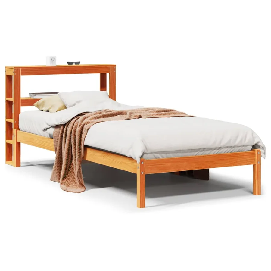 Cadre de lit avec tête de lit sans matelas cire marron 75x190cm - 2