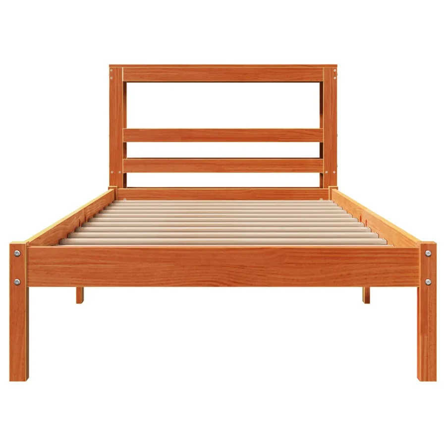 Cadre de lit avec tête de lit sans matelas cire marron 75x190cm - 4