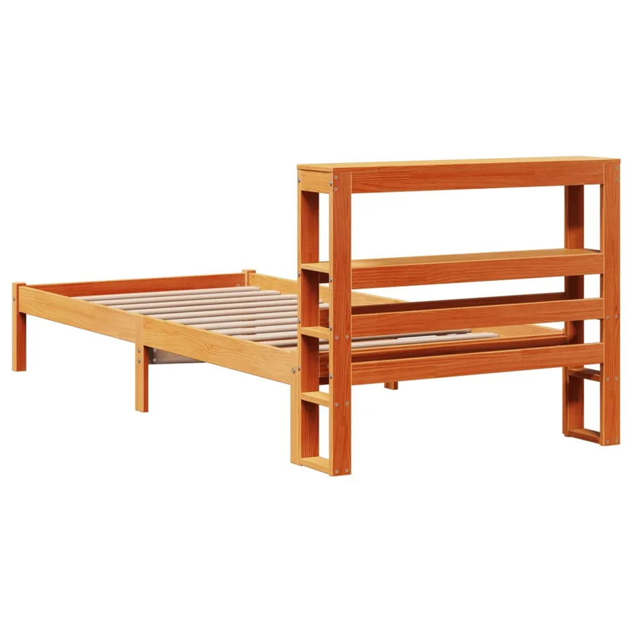 Cadre de lit avec tête de lit sans matelas cire marron 75x190cm - 6