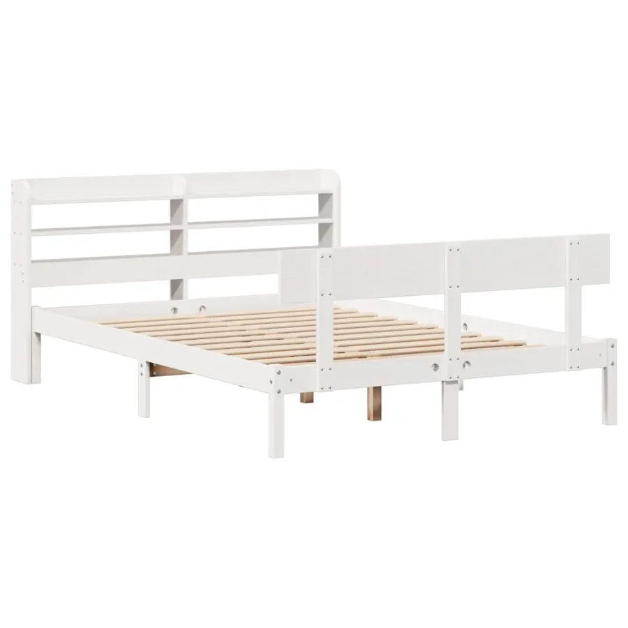 Cadre de lit sans matelas blanc 120x190 cm bois de pin massif - 3