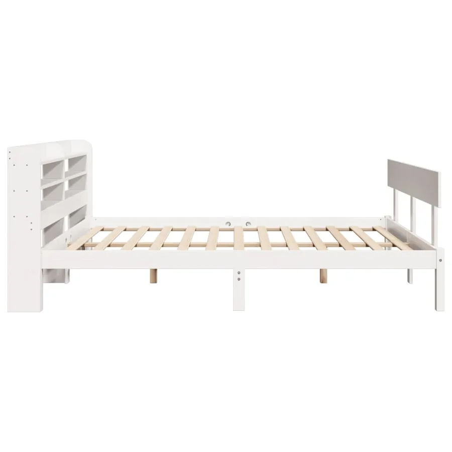 Cadre de lit sans matelas blanc 120x190 cm bois de pin massif - 5
