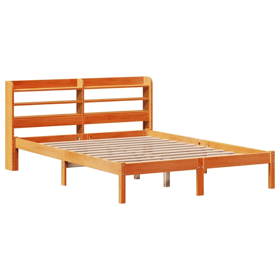 Cadre de lit et tête de lit sans matelas cire marron 120x190 cm - 3