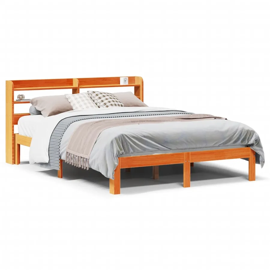 Cadre de lit sans matelas cire marron 120x190cm bois pin massif - 2