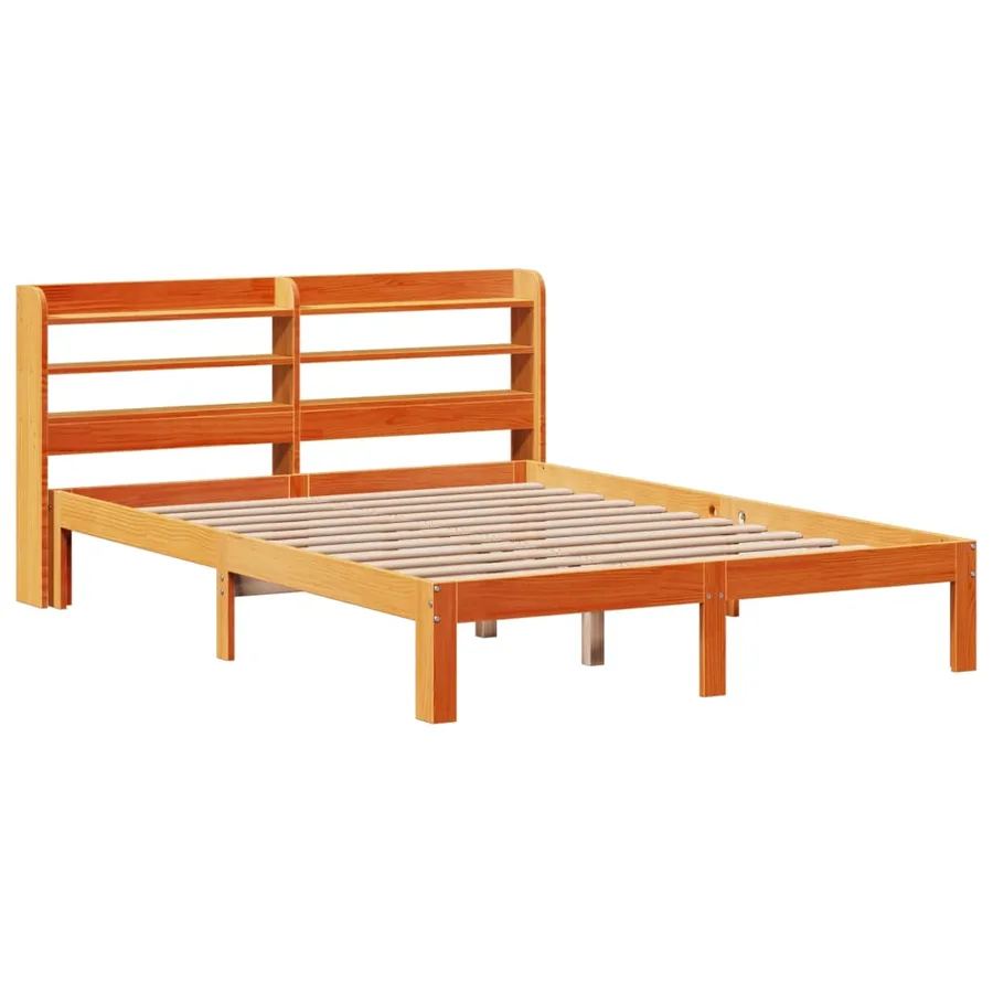 Cadre de lit sans matelas cire marron 120x190cm bois pin massif - 3