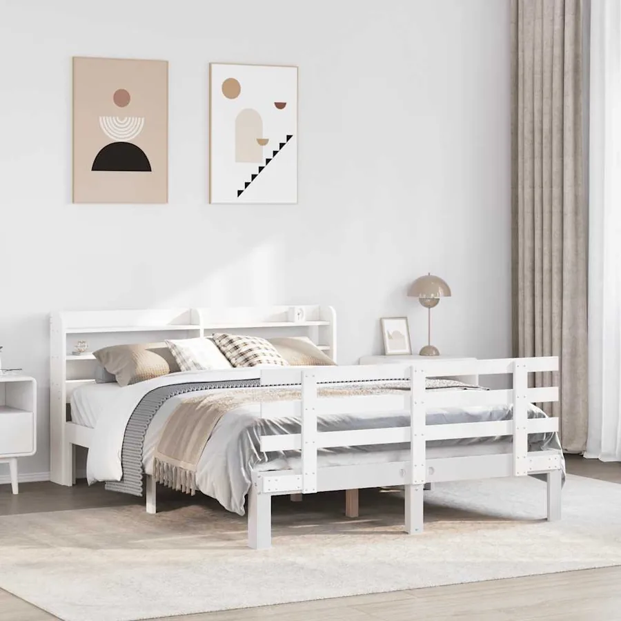 Cadre de lit avec tête de lit sans matelas blanc 120x190 cm