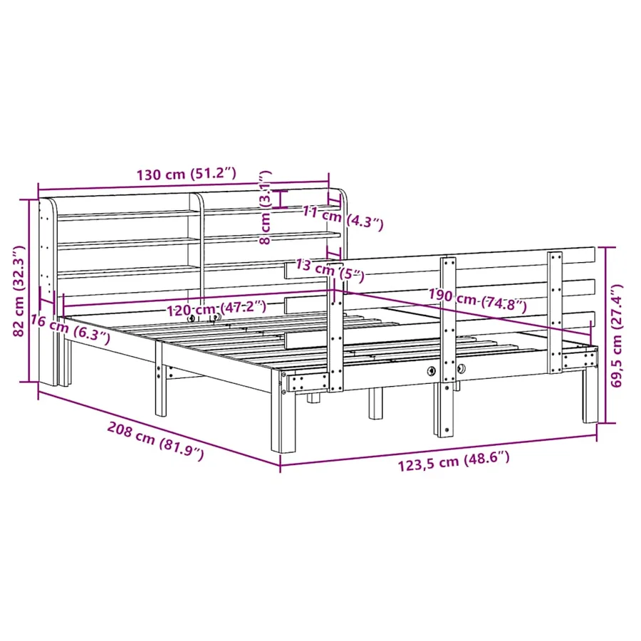 Cadre de lit avec tête de lit sans matelas blanc 120x190 cm - 11