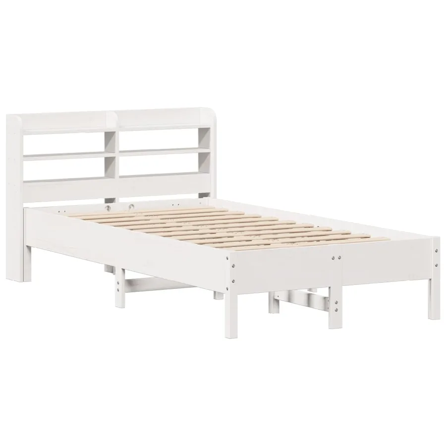 Cadre de lit sans matelas blanc 120x190 cm bois de pin massif - 3