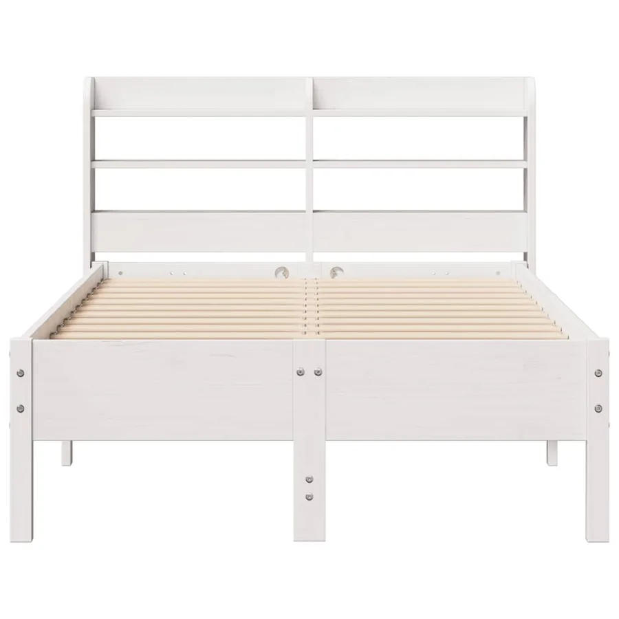 Cadre de lit sans matelas blanc 120x190 cm bois de pin massif - 4