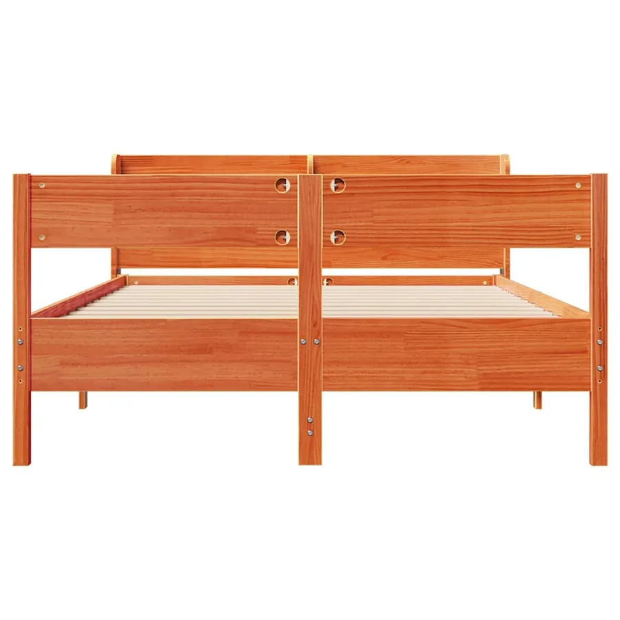 Cadre de lit sans matelas cire marron 120x200cm bois pin massif - 4