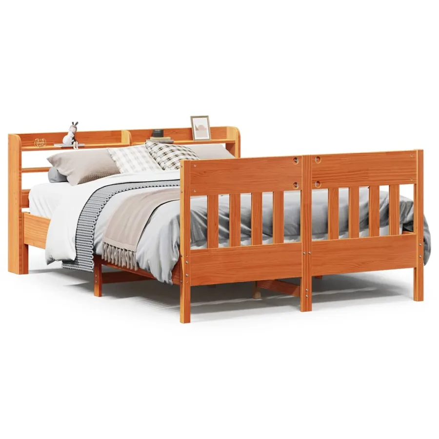 Cadre de lit sans matelas cire marron 120x190cm bois pin massif - 2