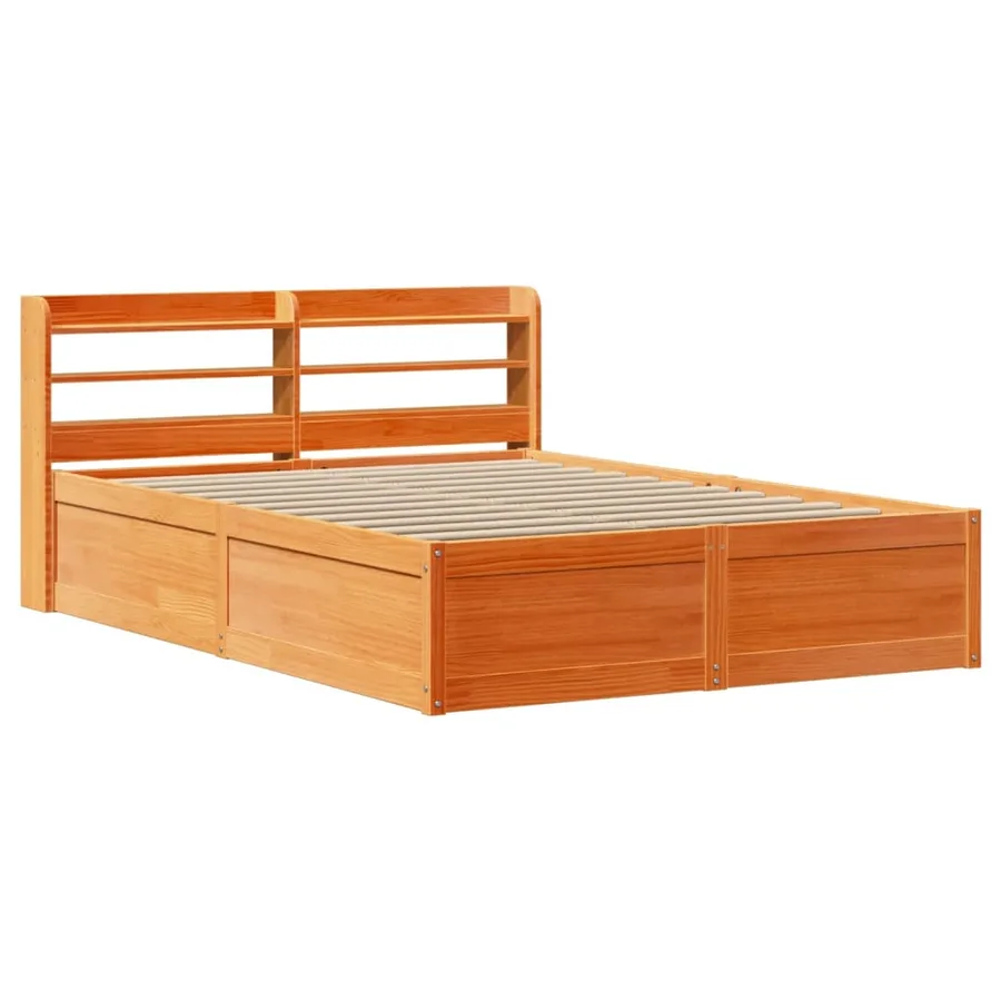 Cadre de lit avec tête de lit cire marron 120x190cm bois de pin - 2