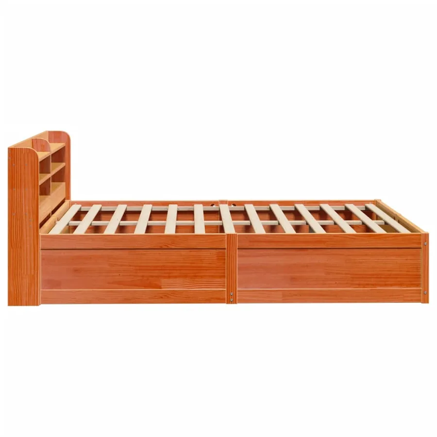 Cadre de lit avec tête de lit cire marron 120x190cm bois de pin - 7