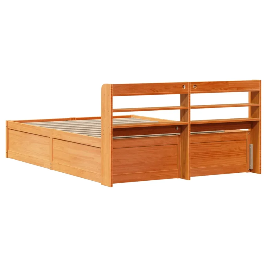 Cadre de lit avec tête de lit cire marron 120x190cm bois de pin - 8