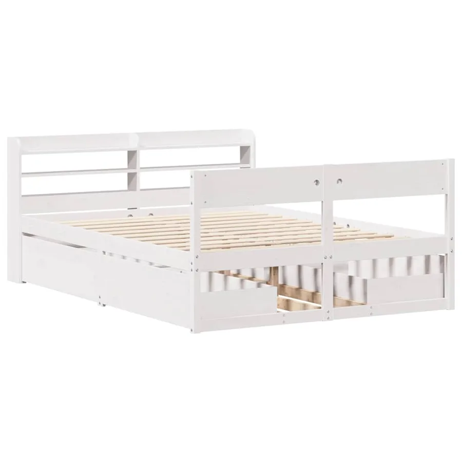 Cadre de lit sans matelas blanc 120x190 cm bois de pin massif - 3