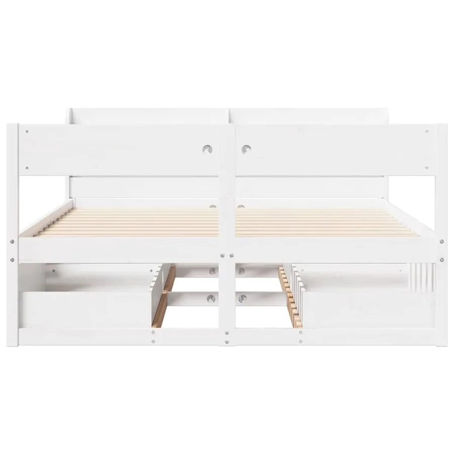 Cadre de lit sans matelas blanc 120x190 cm bois de pin massif - 4