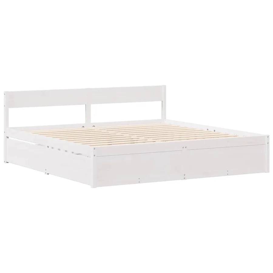 Cadre de lit sans matelas blanc 120x190 cm bois de pin massif - 5