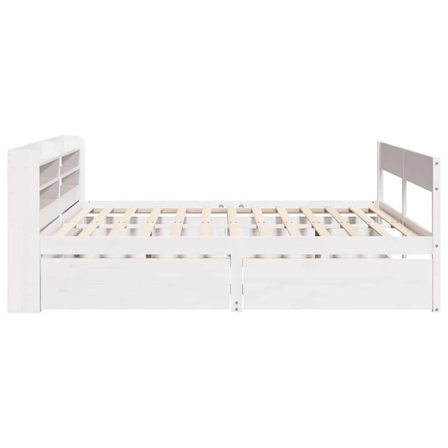 Cadre de lit sans matelas blanc 120x190 cm bois de pin massif - 7