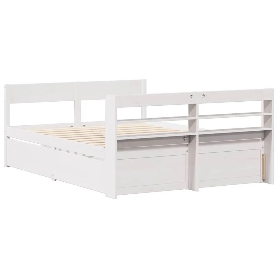 Cadre de lit sans matelas blanc 120x190 cm bois de pin massif - 8
