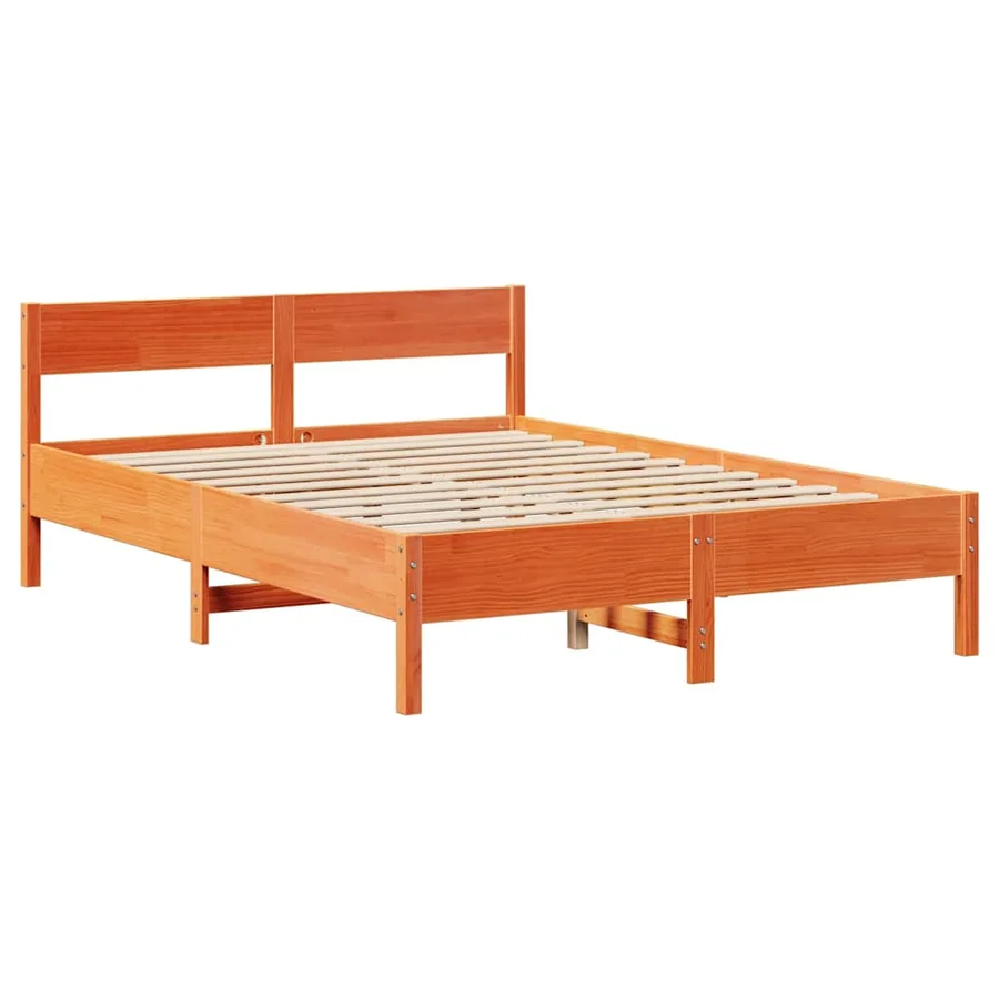 Cadre de lit sans matelas cire marron 120x190cm bois pin massif - 7