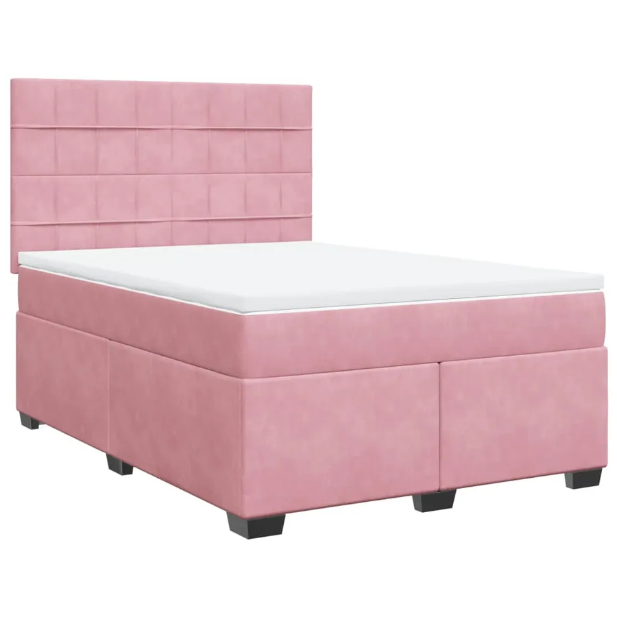 Sommier à lattes de lit avec matelas Rose 140x190 cm Velours - 2
