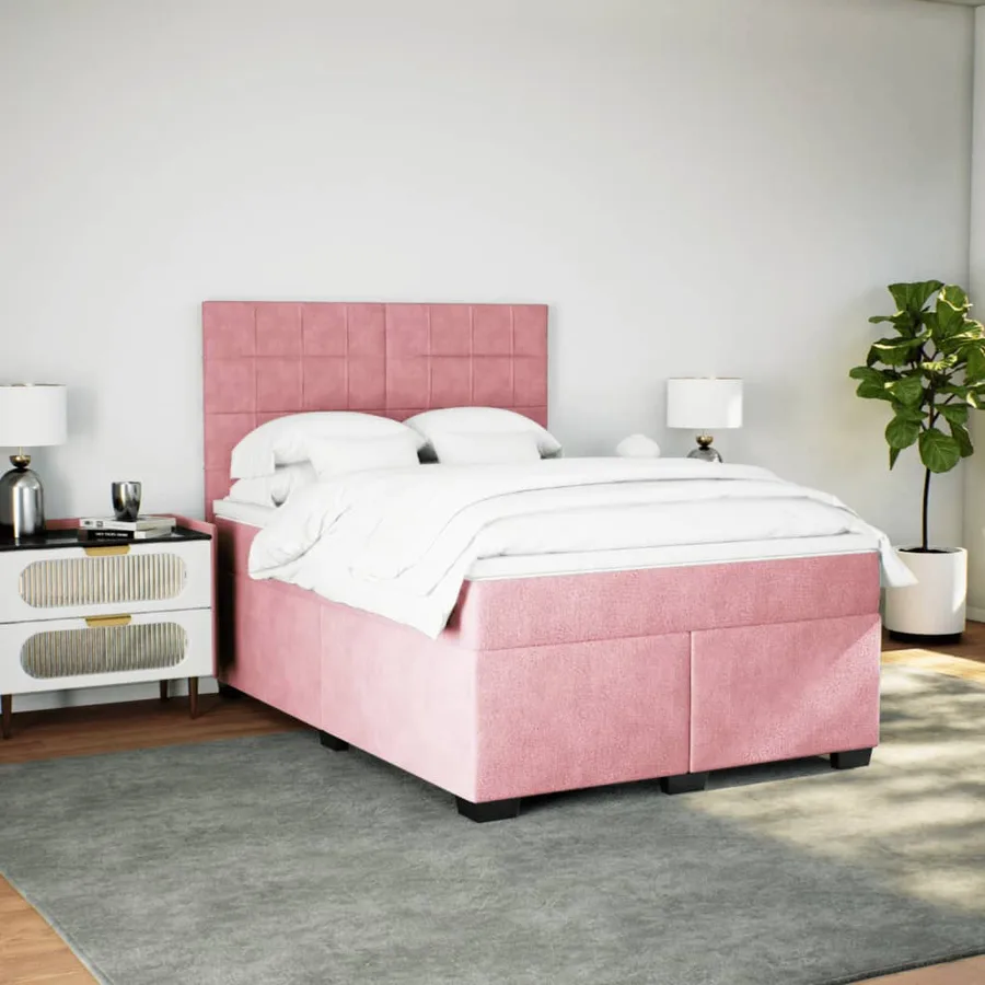 Sommier à lattes de lit avec matelas Rose 140x190 cm Velours - 3