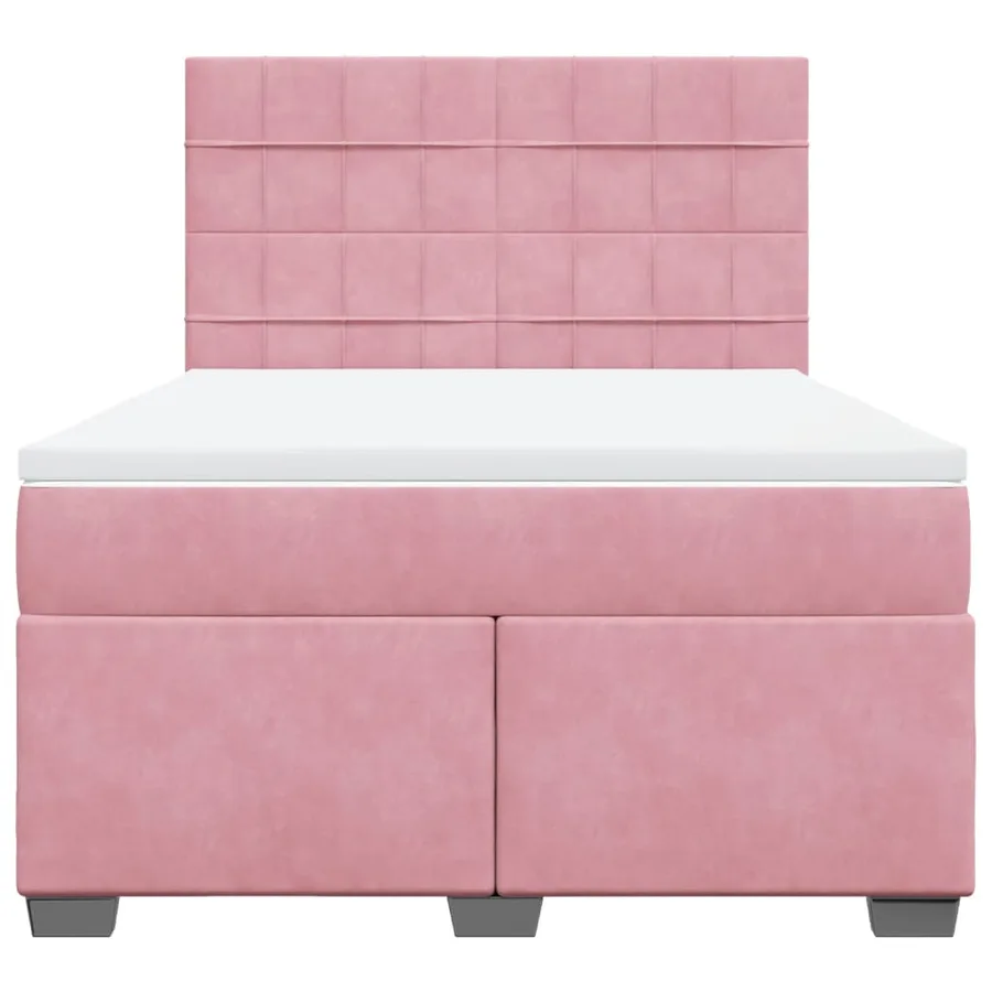 Sommier à lattes de lit avec matelas Rose 140x190 cm Velours - 4