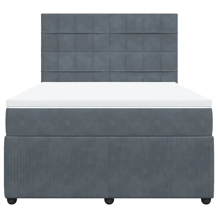 Sommier à lattes de lit et matelas Gris foncé 160x200cm Velours - 4