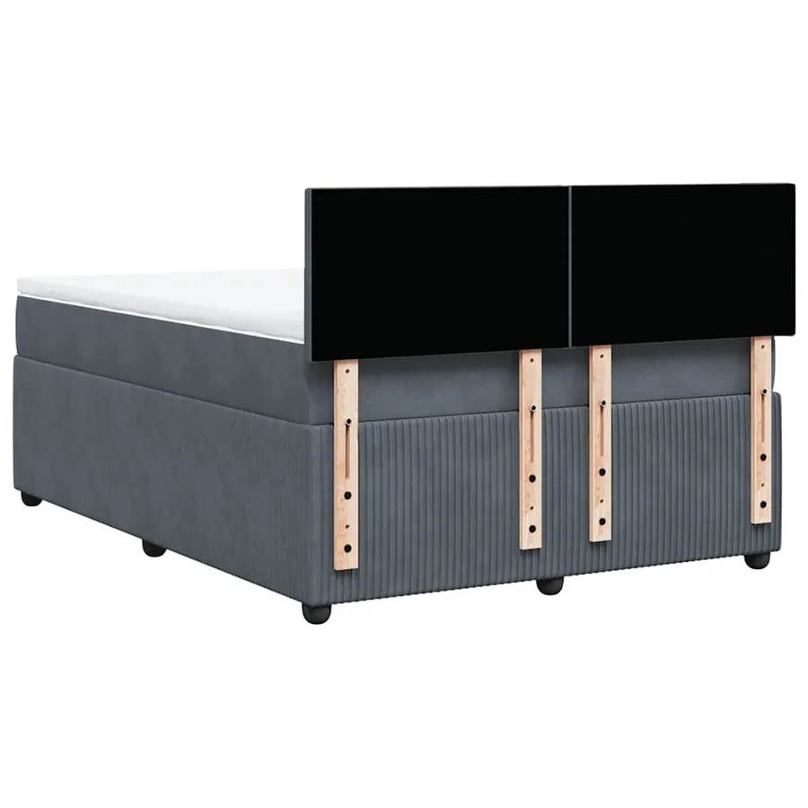 Sommier à lattes de lit et matelas Gris foncé 160x200cm Velours - 8