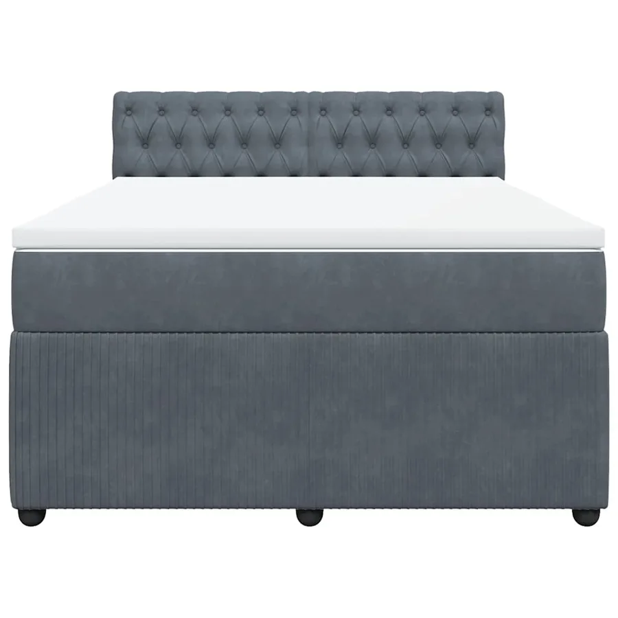 Sommier à lattes de lit et matelas Gris foncé 160x200cm Velours - 6