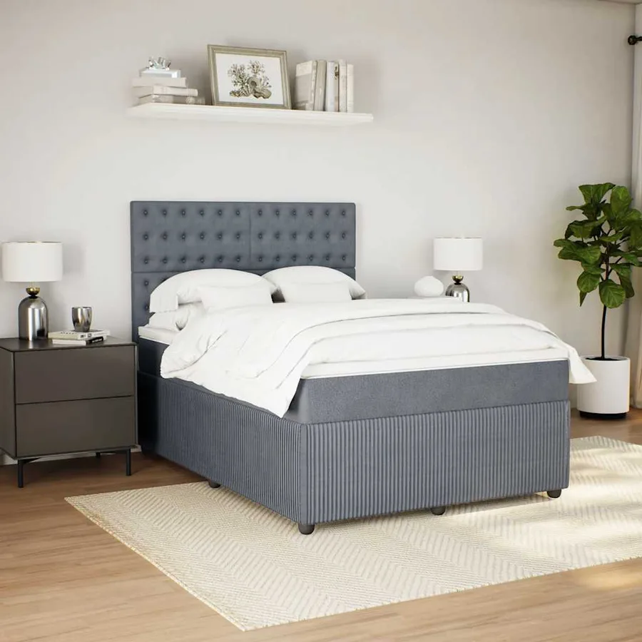 Sommier à lattes de lit et matelas Gris foncé 160x200cm Velours - 3