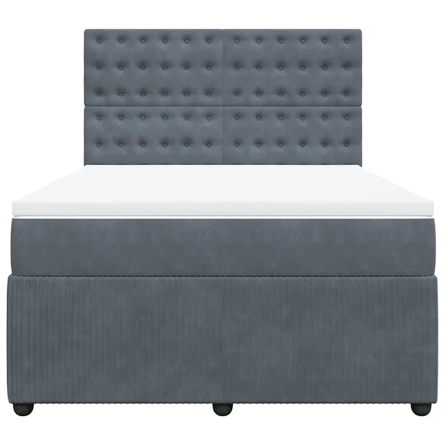 Sommier à lattes de lit et matelas Gris foncé 160x200cm Velours - 4