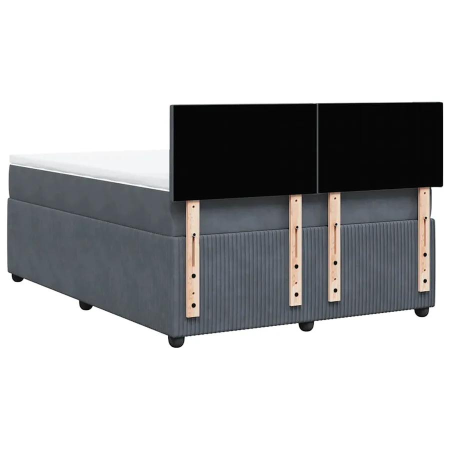 Sommier à lattes de lit et matelas Gris foncé 160x200cm Velours - 10