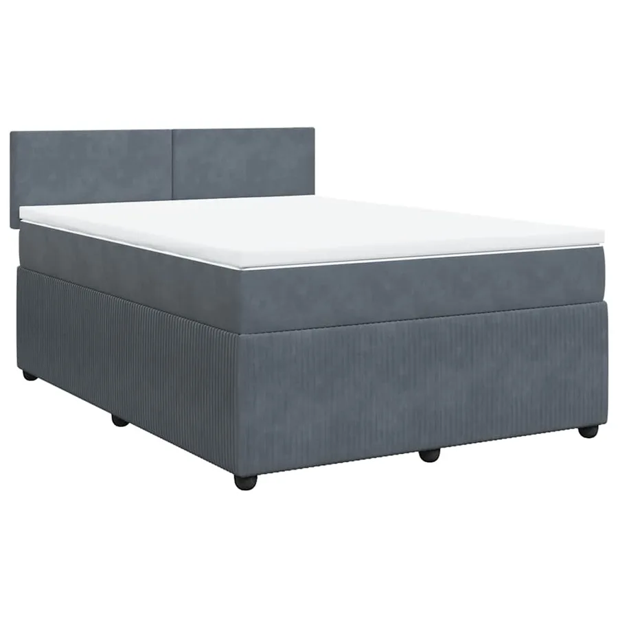 Sommier à lattes de lit et matelas Gris foncé 160x200cm Velours - 2