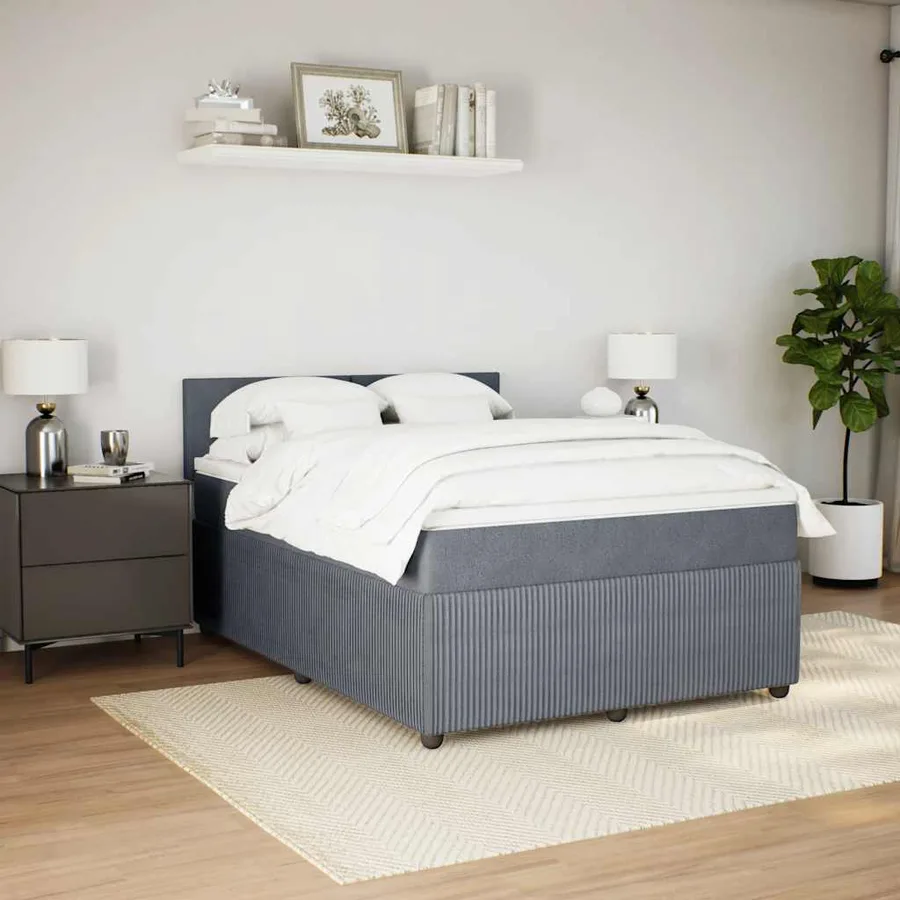 Sommier à lattes de lit et matelas Gris foncé 160x200cm Velours - 3