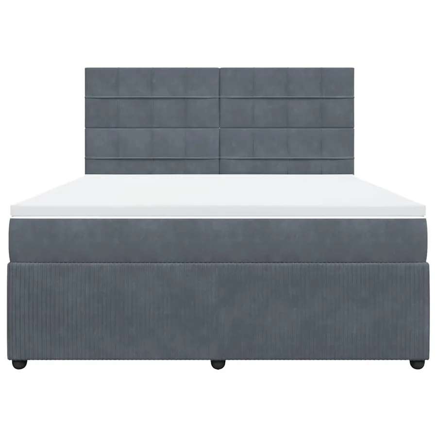 Sommier à lattes de lit et matelas Gris foncé 180x200cm Velours - 4